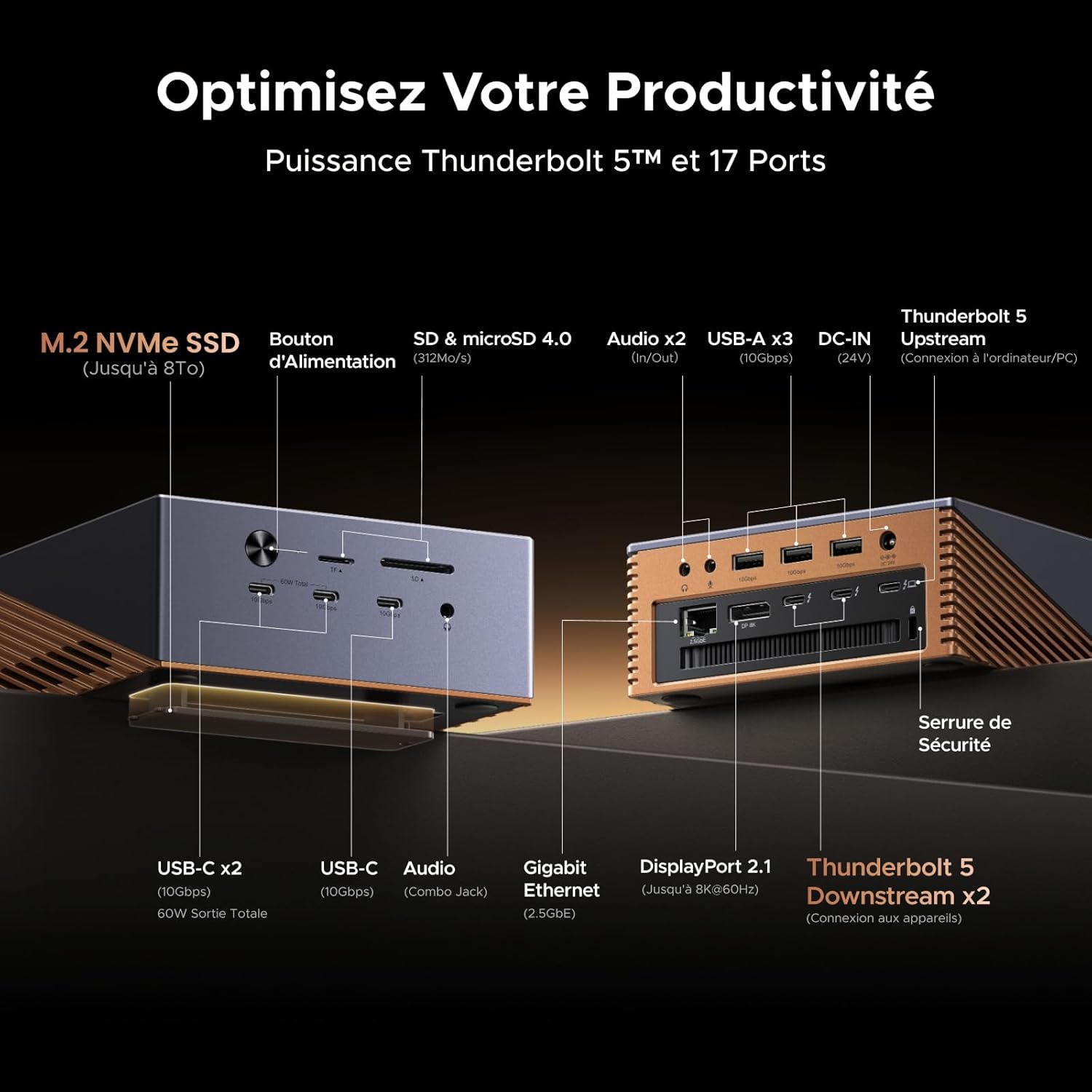 Maxidok Thunderbolt 5 Docking Station Revodok Triple Écran Extension