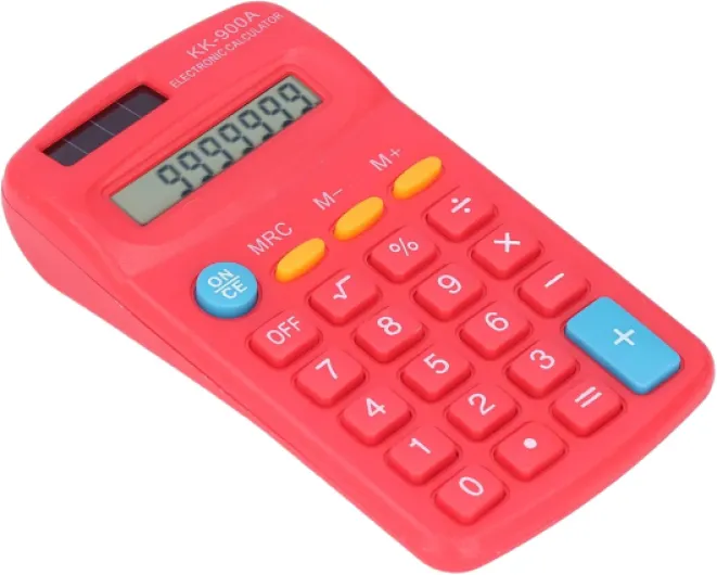Mini Calculatrice LCD à 8 Chiffres avec Batterie Solaire Double Alimentation pour Le Bureau et l'école – Calculatrice de Poche Compacte pour Les Professionnels et Les étudiants en Déplacement rouge
