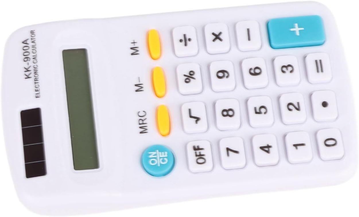 Mini Calculatrice LCD à 8 Chiffres avec Batterie Solaire Double Alimentation pour Le Bureau et l'école – Calculatrice de Poche Compacte pour Les Professionnels et Les étudiants en Déplacement WHITE
