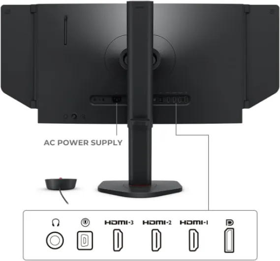 Zowie XL2586X+ Écran Gaming, 24 Pouces, 600Hz, TN Rapide, DyAc 2, 1080p, HDMI 2.1 X3, DisplayPort 1.4, XL Setting to Share, S Switch, réglage Hauteur Fluide, Progamer Base