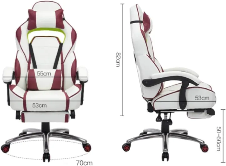 SjdoPulse Chaises, Chaise De Jeu De Style Course, Chaise D'Ordinateur Ergonomique À Dossier Haut, Chaise Pivotante E-Sports, avec Repose-Pieds Télescopique, Massage, 4 Couleurs, B