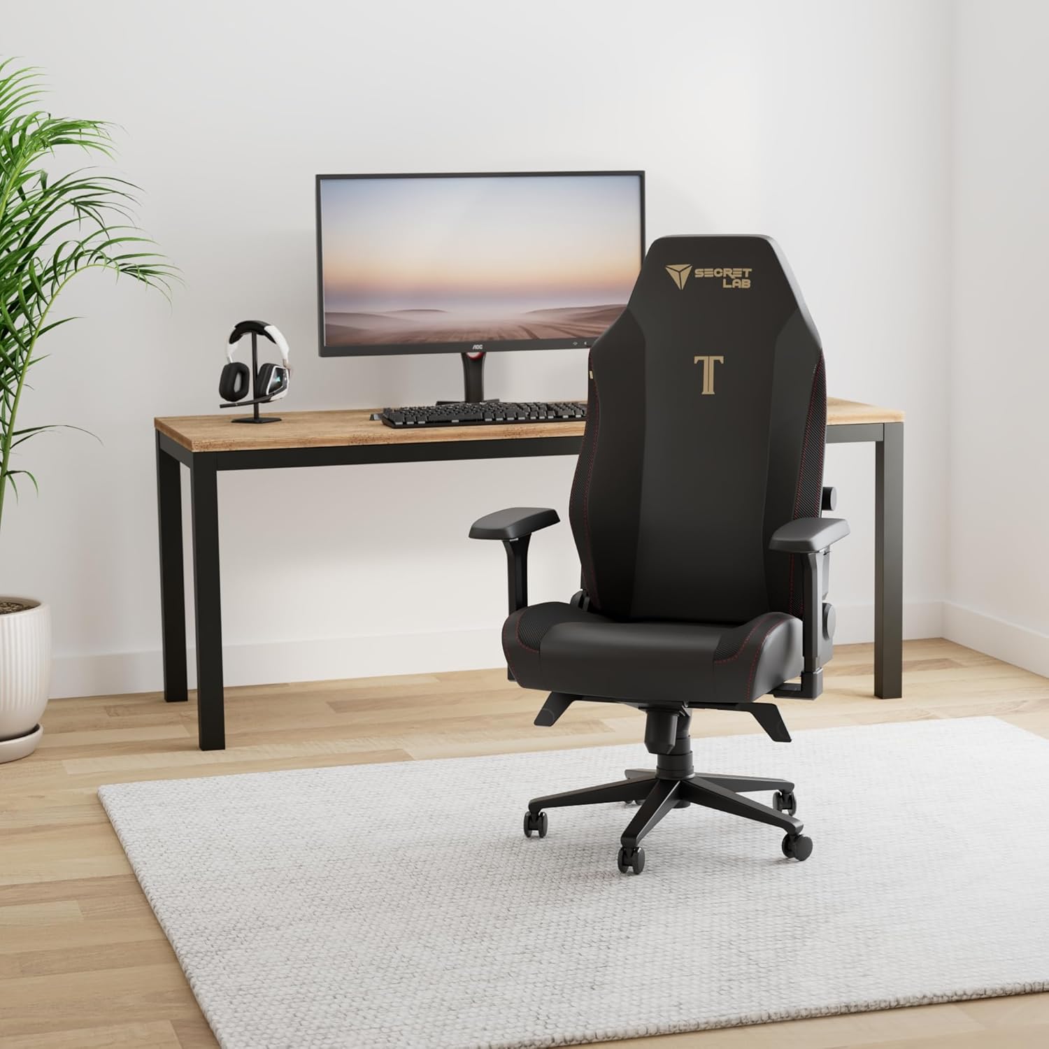 Chaise Gaming Titan Evo Stealth - Ergonomique, Inclinable et Robuste avec Accoudoirs 4D, Appui-Tête Magnétique et Support Lombaire Intégré - Grande Taille, jusqu'à 180kg - Noir - Similicuir X-Large Stealth