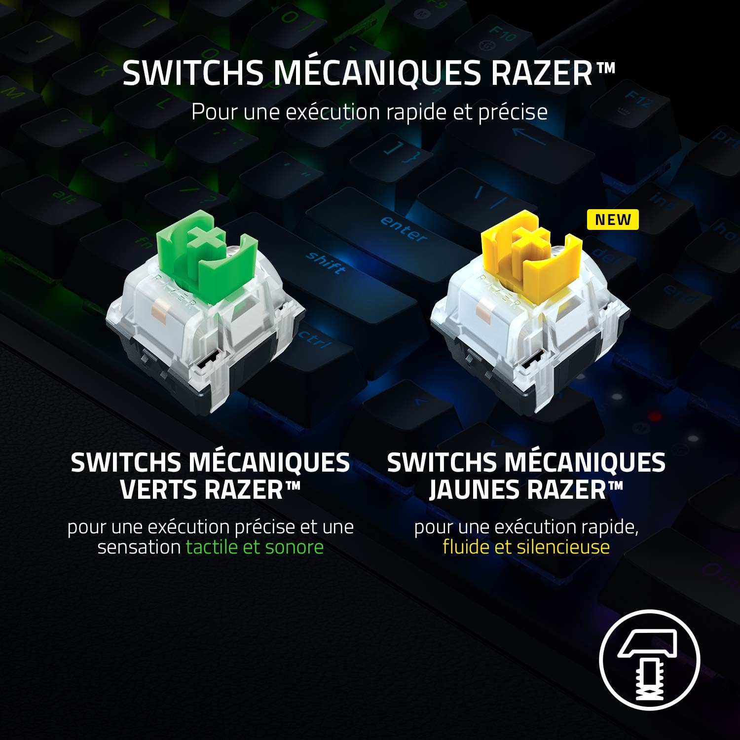 BlackWidow V3 (Switches Verts) - Clavier Gamer Mécanique (Switches Mécaniques Clicky, Touches en ABS Doubleshot, Touches Media, Repose-Poignet) Clavier US - Noir BlackWidow V3 Clavier US Switch Clicky Vert