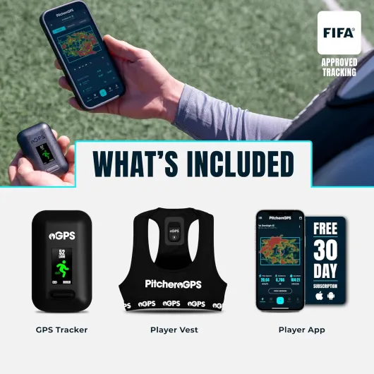 Pitchero - Kit de suivi GPS - Lecteur de soccer - Pour adulte - Taille M - Gilet de sport GPS avec abonnement de 12 mois - Équipement d'entraînement de football pour la performance et le suivi de Medium