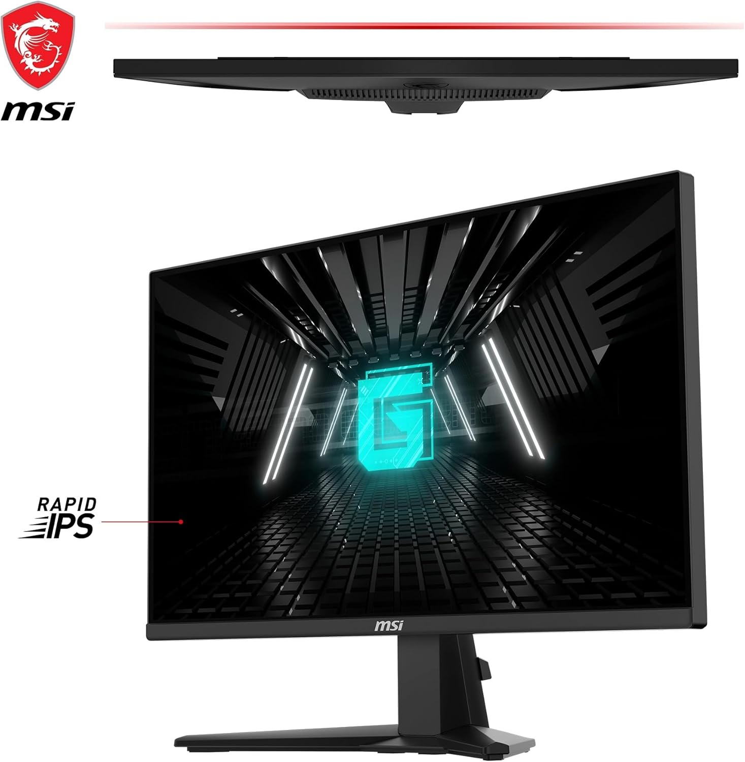 G255F Écran Gaming FHD 24,5 Pouces - Dalle Rapid IPS 1920 x 1080, 180 Hz / 1ms (GtG), Gamme de Couleurs sRGB 99%, Adaptive-Sync - DP 1.2a, HDMI 2.0b CEC 25'' / FHD 180 Hz / Rapid IPS / 1ms / FreeSync