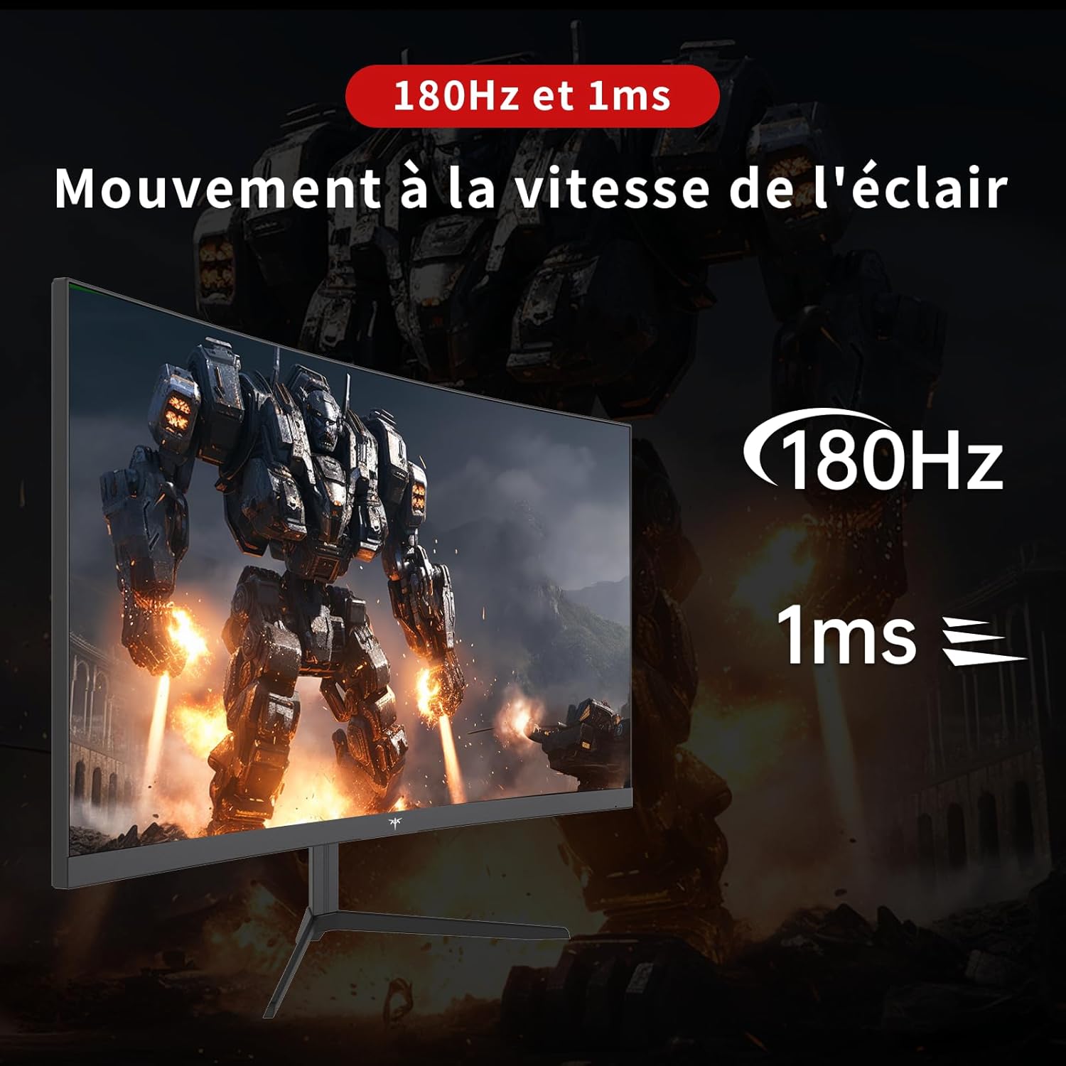 24 Pouces Ecran PC Gamer Incurvé 1500R, FHD (1920x1080p) 1ms 180Hz 144Hz 120Hz Ecran Gaming, Adaptive Sync, VA Panel, HDR, HDMI 2.0/DP 1.4, VESA pour PC, Laptop, PS5 et Autres 24 inch Incurvé FHD 180Hz
