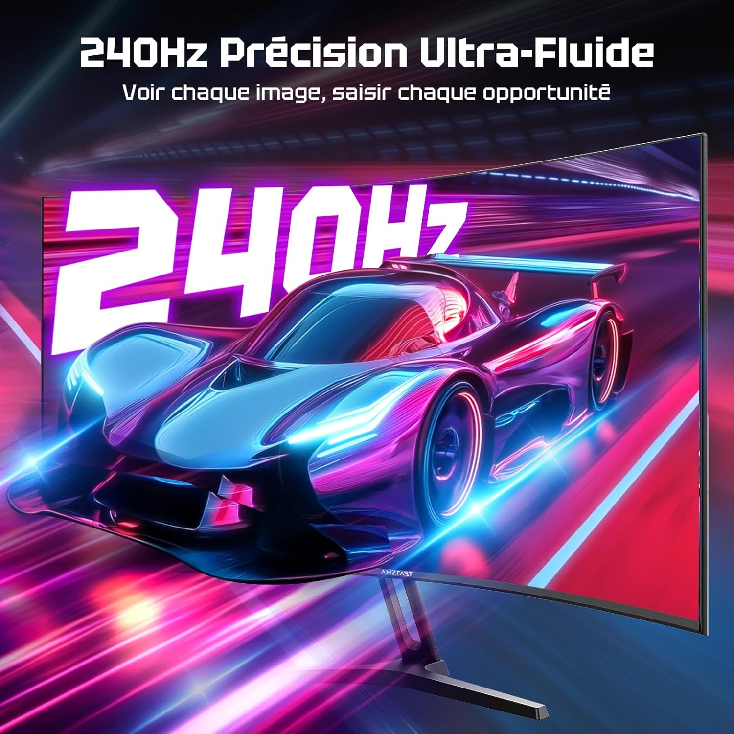 Ecran PC Gamer Incurvé 27 Pouces - 240Hz, FHD 1920x1080, 1ms MPRT, sRGB 130%, Anti-Lumière Bleue, HDR, Adaptive Sync, HDMI 2.0/DP 1.4, VESA 100x100, AMZG27C1Pro 27 pouces FHD courbé 240Hz/HDMI+DP