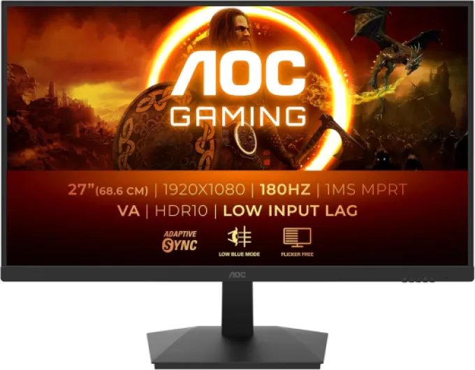 Gaming 27G15N, Moniteur Full HD 27 Pouces, 180 Hz, VA Rapide, 1 ms, synchronisation adaptative, HDR10, Faible décalage d'entrée (1920 x 1080, HDMI 2.0, DisplayPort 1.4) 27" FHD Plano Fast VA 180Hz Pas de hub USB Adaptive Sync