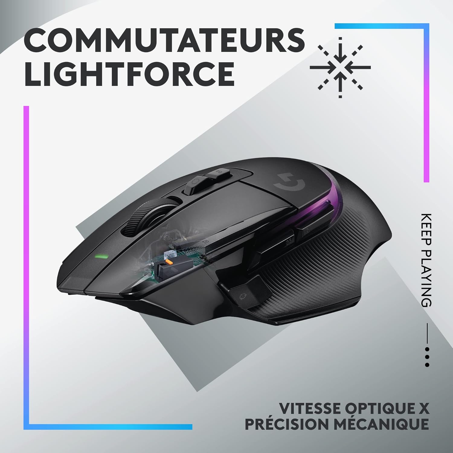 G502 X PLUS LIGHTSPEED Souris Gaming RVB Sans Fil - Souris optique boutons hybrides LIGHTFORCE, LIGHTSYNC RVB, Capteur gaming HERO 25K, Compatible avec PC - macOS/Windows - Noir Noir G502 X PLUS Gaming Souris
