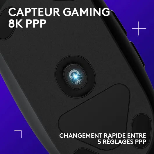 203 LIGHTSYNC USB Souris Gaming avec Éclairage RVB Personnalisable, 6 Boutons Programmables, Capteur Niveau Gaming, 8 000 PPP, Ultra-Léger - Noire Noir G203