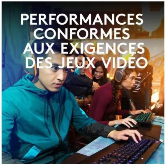 213 Prodigy, Clavier Gamer, Eclairage RGB LIGHTSYNC, Résistant aux Éclaboussures, Personnalisable, Commandes Multimédia Dédiées, Français AZERTY - Noir