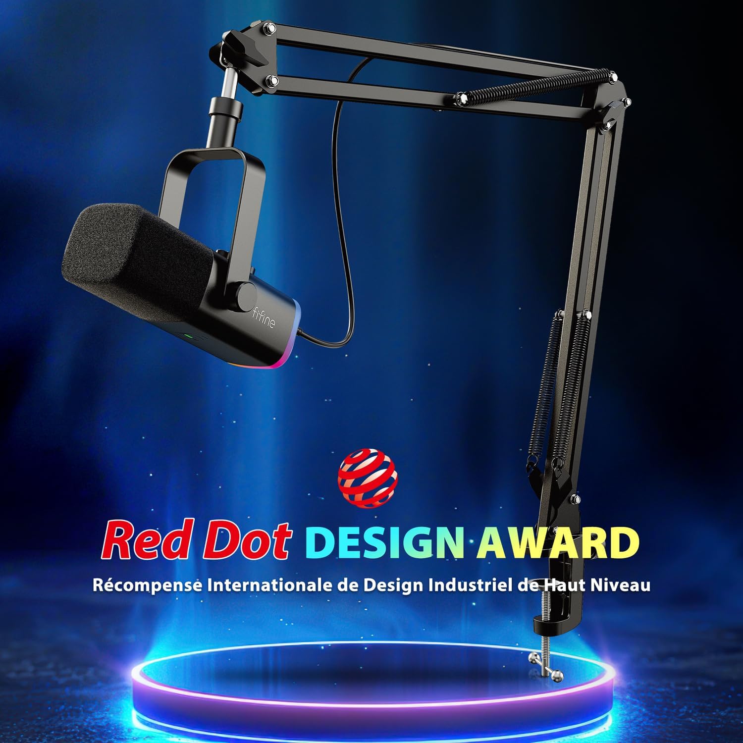 USB/XLR Streaming Micro Gaming pour PC PS4 PS5, RGB Cardioïde Dynamique Microphone avec Support, pour Mixer Cartes Son, pour Gaming, Podcasting, Broadcasting, Enregistrement Vocal Noir