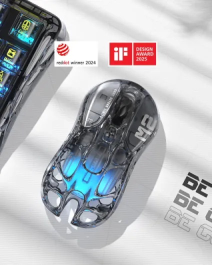 Mercury M2 Souris de Jeu – Souris de Jeu MMO pour Ordinateur avec capteur Optique 26 000 DPI – Design léger évidé – 5 Boutons programmables – 5 Modes RVB Dynamic Lightsync (Transparent) Noir transparent