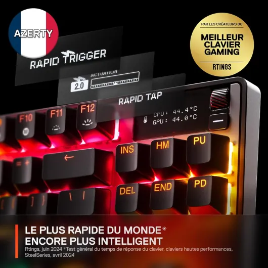 Apex Pro TKL Gen 3 - Clavier Gaming-HyperMagnetic - OmniPoint 3.0 - Actionnement Ajustable - Déclenchement Rapide-Préréglages prêts à Jouer - Toucher Rapide/SOCD - OLED -FR Layout AZERTY Français AZERTY Wired (2025)