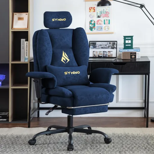 Symino Chaise Gaming Fauteuil Gaming Ergonomique - Chaise Bureau avec Repose-Pieds Réglable, PU en Cuir 130kg