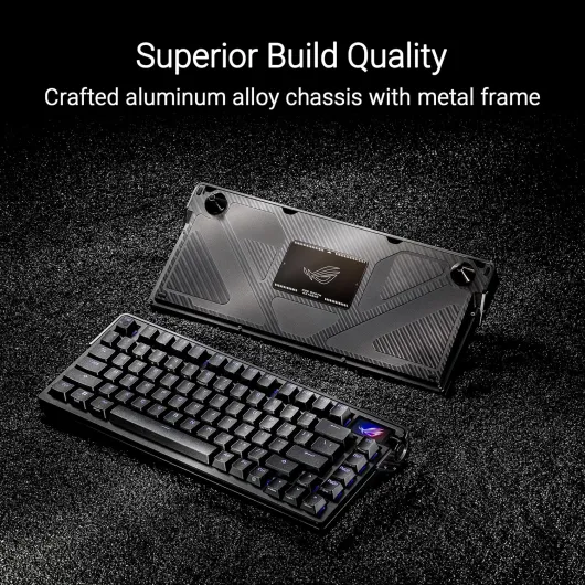 ROG Azoth Extreme - Clavier Gaming Custom 75%, châssis en Aluminium, Plaque de positionnement en Fibre de Carbone, Amortissement à Trois Couches, écran Tactile OLED, switches ROG NX Snow, AZERTY écran AMOLED Switches mécanique ROG NX Snow Carbone
