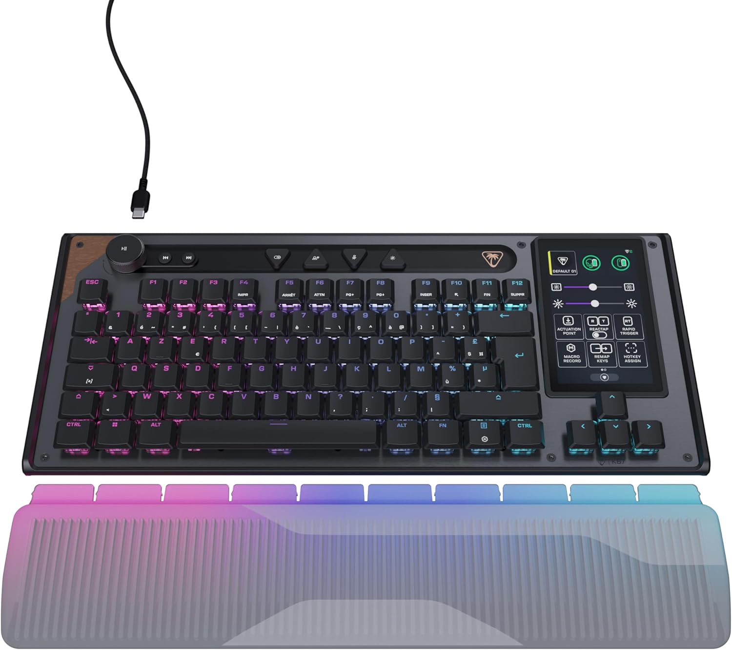 Command Series KB7 TKL Clavier Gaming Filaire avec écran Tactile Display 4,3", Touches Titan discrètes à Effet, Capuchons de Touches PBT Double Frappe et Rails modulaires - (FR AZERTY)
