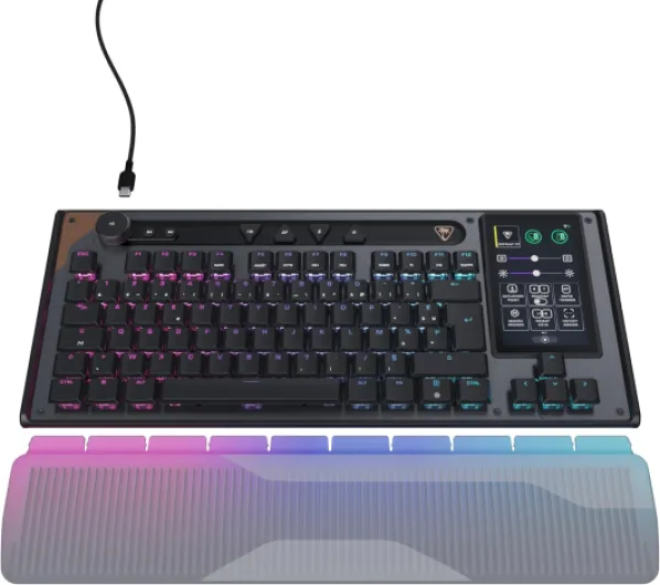 Command Series KB7 TKL Clavier Gaming Filaire avec écran Tactile Display 4,3", Touches Titan discrètes à Effet, Capuchons de Touches PBT Double Frappe et Rails modulaires - (FR AZERTY)