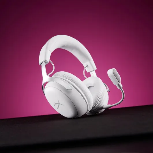 Cloud III S, Casque Gaming sans Fil, Bluetooth/2,4 GHz, PC/PS5/Xbox, jusqu'à 200h de Batterie, transducteurs 53 mm, DTS, Micro 10 mm, Blanc