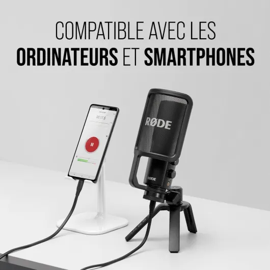 RØDE NT-USB+ Microphone USB à Condensateur Pro avec Interface Audio Intégrée, USB-C, Monitoring Casque, idéal podcast, streaming et enregistrement NT-USB+ Unique