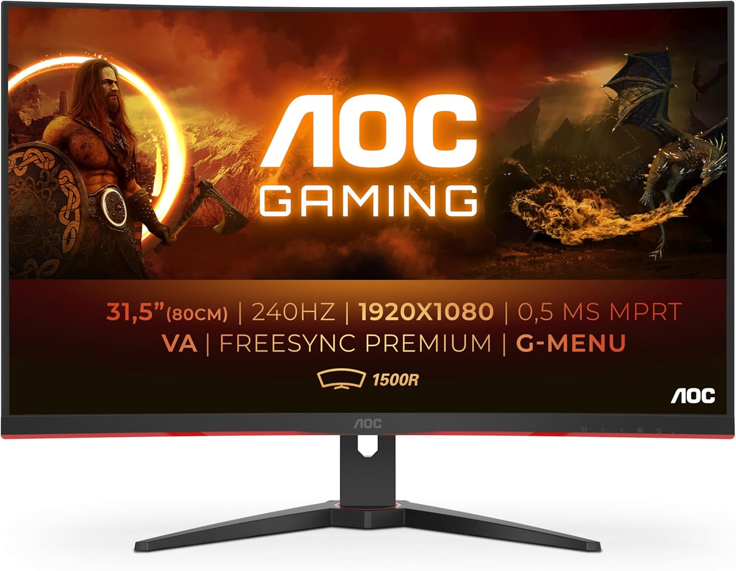 Écran gaming incurvé C32G2ze 80 cm (31,5 pouces) (FHD, HDMI, DisplayPort, temps de réponse MPRT de 1 ms, 1920 x 1080 px, 240 Hz, FreeSync Premium) noir 32 Pouce FHD Curved 240Hz - VA Pas de hub USB