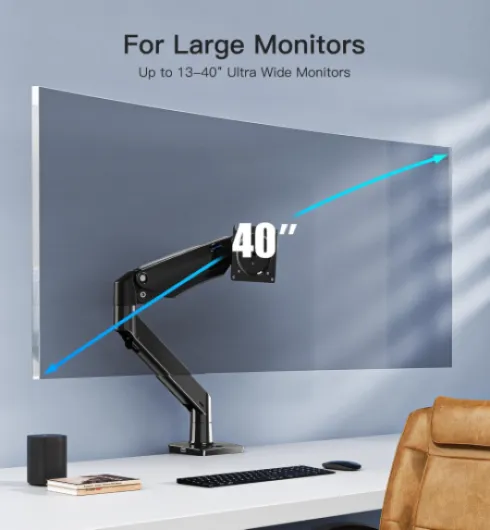 Support Double Écran PC pour Moniteurs 22-40 Pouces, Long et Réglable en Hauteur, Gaming Bras Vesa Ergonomique 75/100mm, Inclinaison, Pivot et Rotation, Charge Maximale 12kg