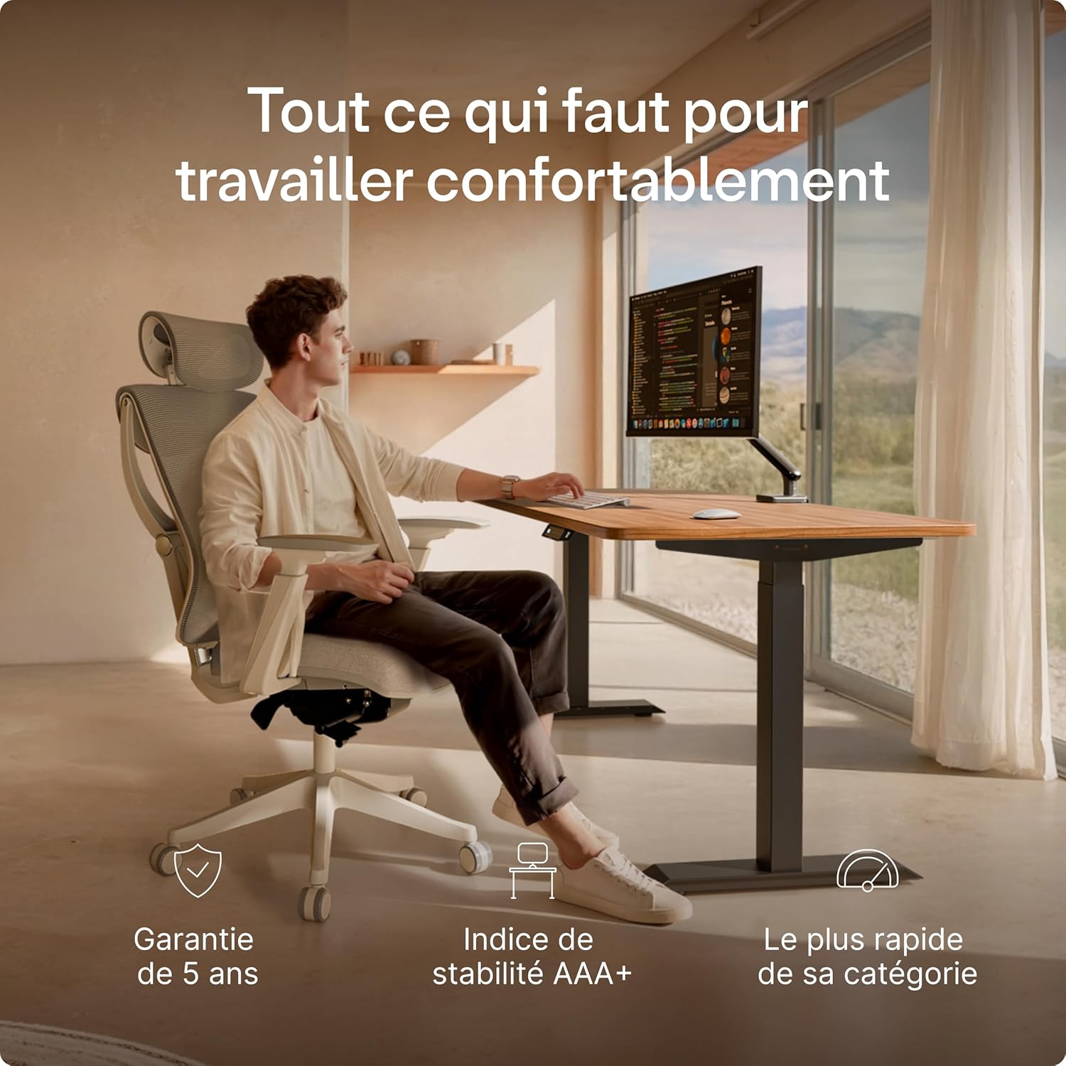 Bureau Assis Debout Électrique 160x80cm - Bureau Réglable en Hauteur à Moteurs Électriques Doubles - Commande Tactile - USB - Mémoire - Plateau Bois Européen - Table Assis-Debout 2.4 Noir + Noyer 160 x 80 cm
