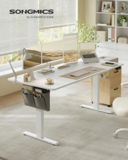 Bureau Électrique Réglable en Hauteur, 180 x 80 cm, Table Assis-Debout, Fonction Mémoire 4 Hauteurs, pour Bureau, Télétravail, Blanc Nuage LSD138W01 180 x 80 cm Blanc Nuage