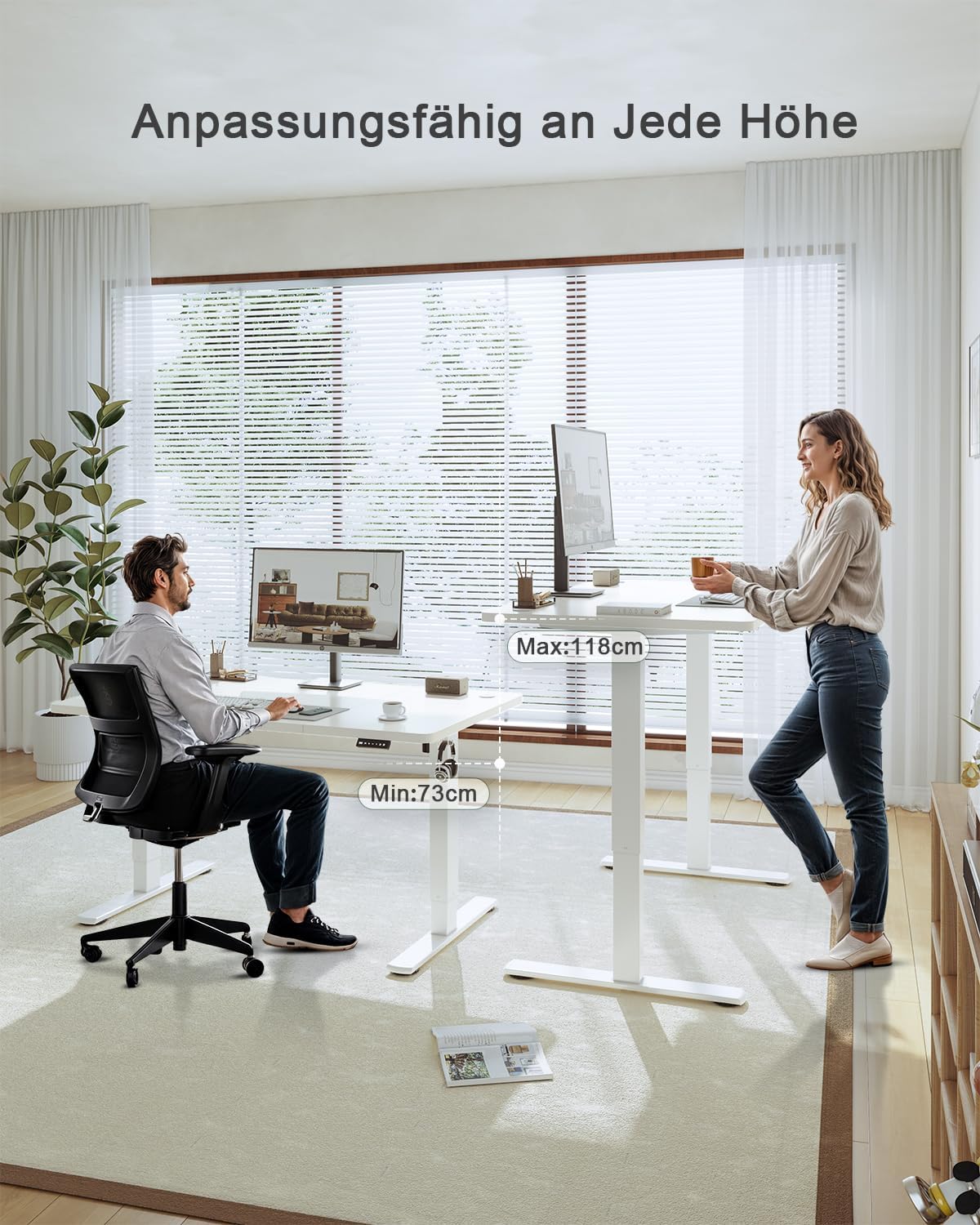 JUMMICO Bureau Assis Debout Électrique avec USB, 160 x 70 cm, Bureau Ordinateur Réglable en Hauteur avec Mémoire, Standing Desk Ergonomique pour Bureau et Télétravail, Blanco Blanc 160 x 70 cm