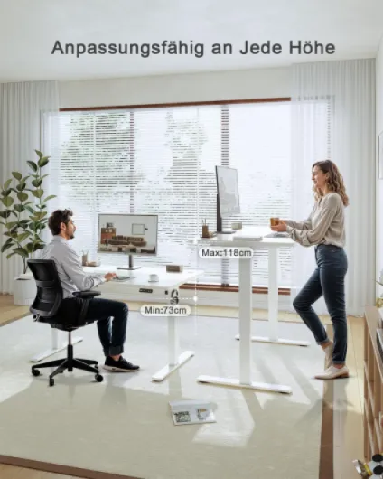 JUMMICO Bureau Assis Debout Électrique avec USB, 160 x 70 cm, Bureau Ordinateur Réglable en Hauteur avec Mémoire, Standing Desk Ergonomique pour Bureau et Télétravail, Blanco Blanc 160 x 70 cm