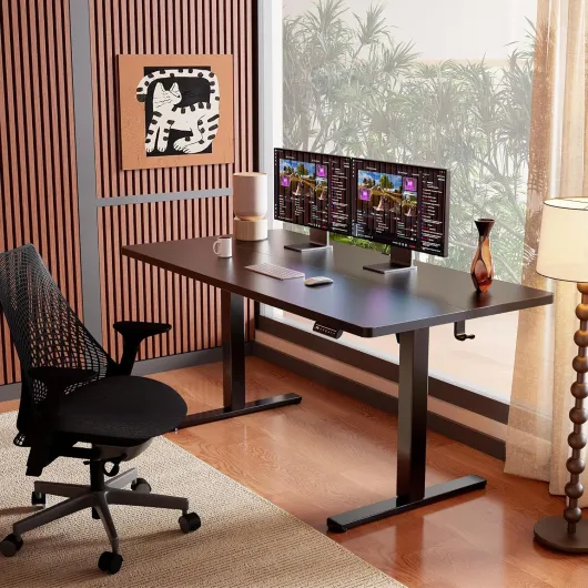 Bureau Assis Debout, Bureau Electrique Réglable en Hauteur avec Panneau Intelligent à 4 Mémoires et Plateau en Deux Parties (Noir, 160 x 80 cm) 160 x 80 cm Noir