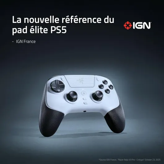 Razer Raiju V3 Pro - Manette sans fil pour e-sport pour PlayStation 5 et PC - 4 boutons amovibles & 2 bumpers à prise en griffe - Sticks analogiques TMR - Pro HyperTrigger - Blanc
