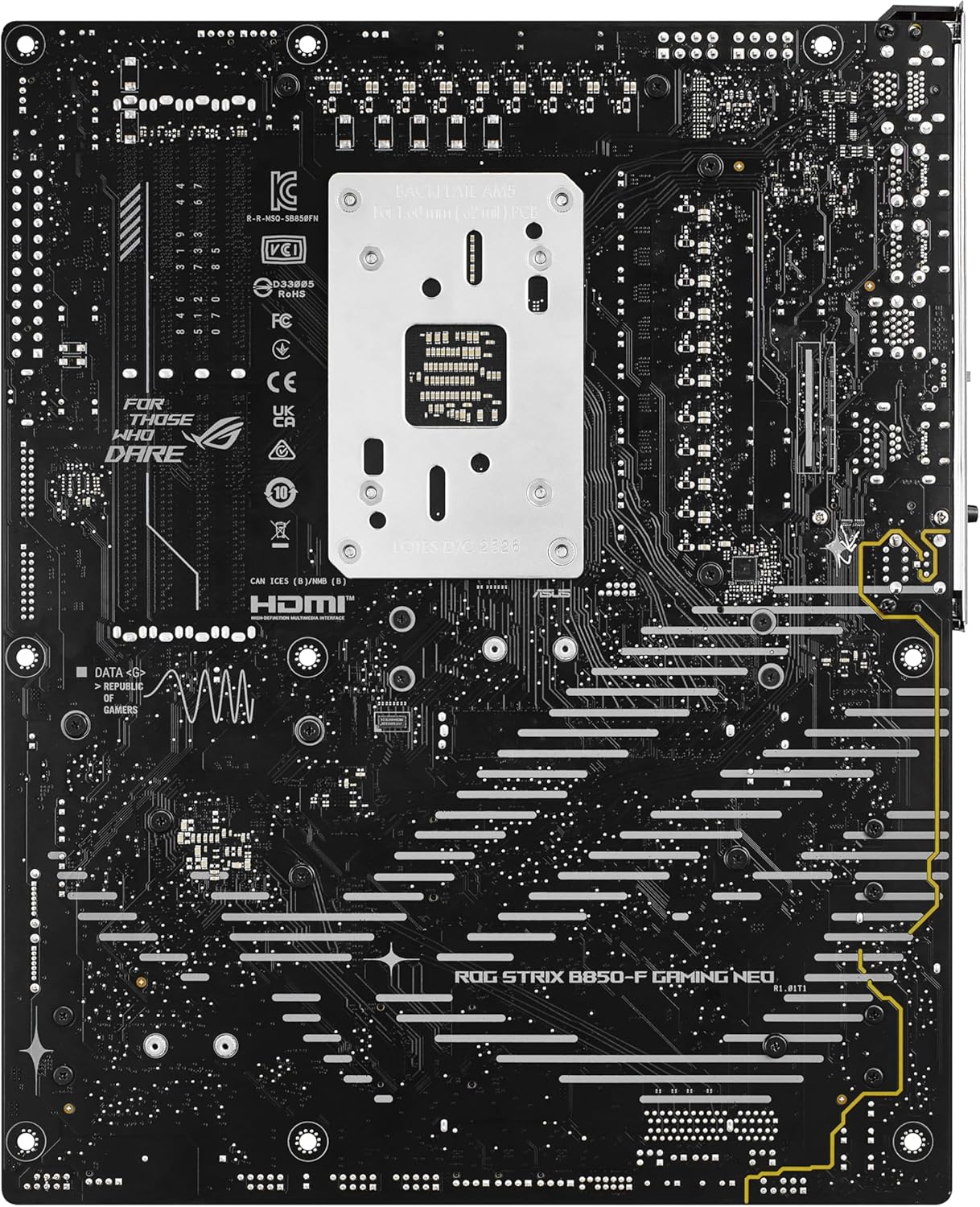 ROG Strix B850-F Gaming WiFi7 Neo, Carte mère AMD ATX, Alimentation 16+2+2 Phases, Prise DDR5, PCIe 5.0, 4 emplacements M.2, Port USB-C 20 Gbps, WiFi 7, Realtek 5G, Aura Sync RGB
