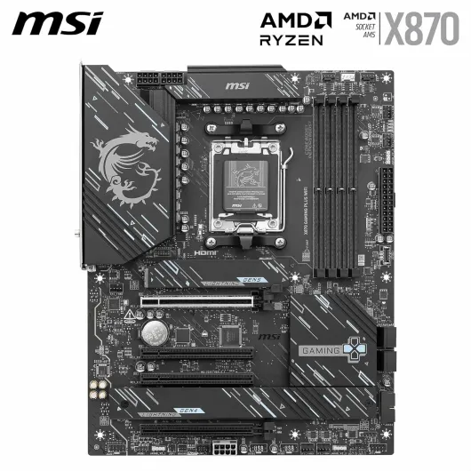X870 Gaming Plus WiFi Carte mère ATX - pour processeurs AMD Ryzen 9000/8000 / 7000, AM5 - DDR5 Memory Boost (8200+ MT/s OC), PCIe 5.0 x16 & 4.0 x16, M.2 Gen5, Wi-FI 7, 5G LAN X870 X870 GAMING PLUS WIFI