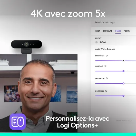 Brio 4K Webcam pour Professionnels, Connexion biométrique avec Windows, Correction Automatique de l’éclairage,réduction Active du Bruit, Microsoft Teams, Zoom, Google Meet, PC/Mac - Graphite