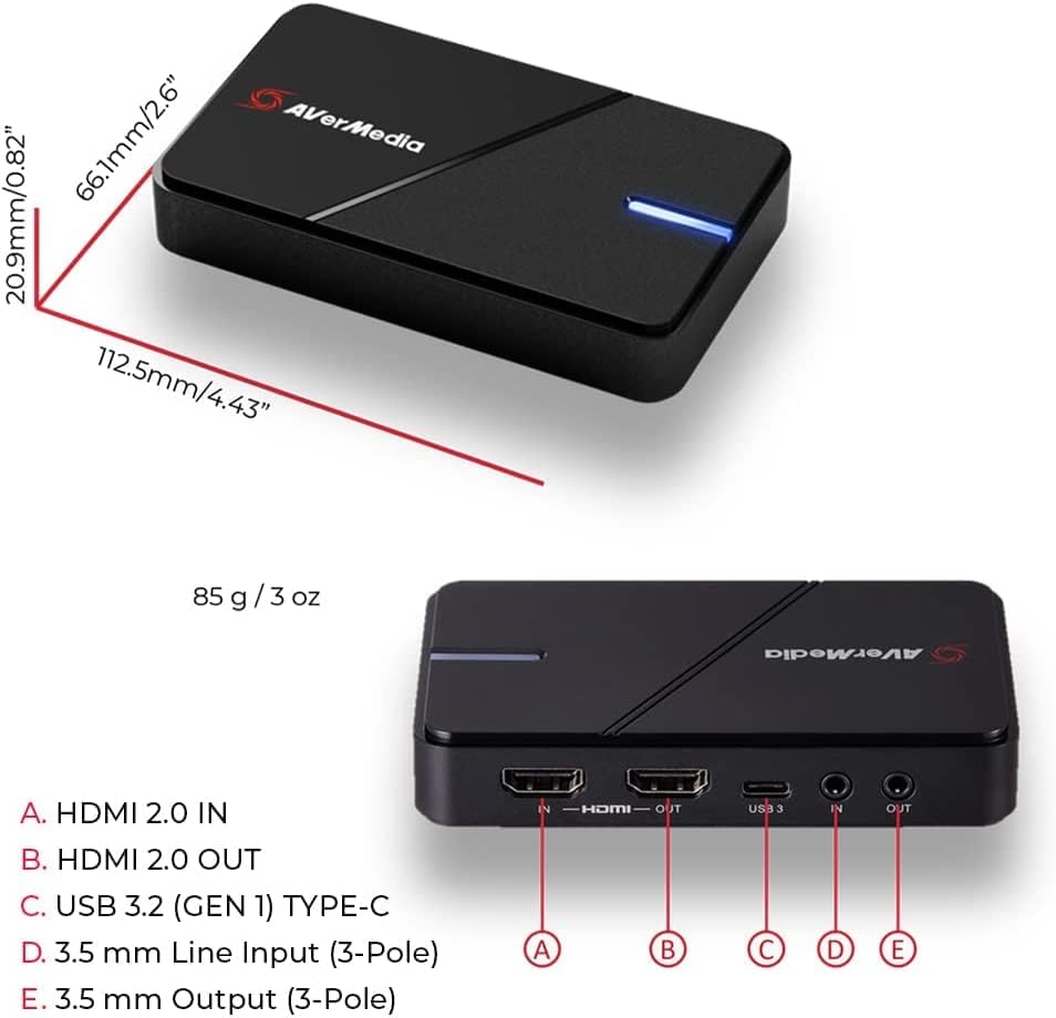 GC551G2 Live Gamer Extreme 3, Carte de Capture USB Le Streaming Jeux et la création Contenu, Enregistrement 2160p30, Prise en Charge fréquence rafraîchissement Variable, 61GC551G20BK 4K - GC551G2 (Noire)