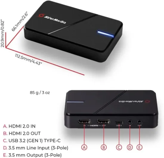 GC551G2 Live Gamer Extreme 3, Carte de Capture USB Le Streaming Jeux et la création Contenu, Enregistrement 2160p30, Prise en Charge fréquence rafraîchissement Variable, 61GC551G20BK 4K - GC551G2 (Noire)