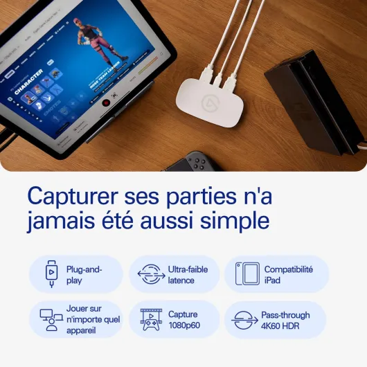 Game Capture Neo – Carte de capture USB portable, pass-through 4K60 HDR, enregistrement 1080p60 – Pour PS5-Xbox-Nintendo Switch 2-iPhone – OBS, QuickTime, etc - - Plug-and-play, PC-Mac-iPad
