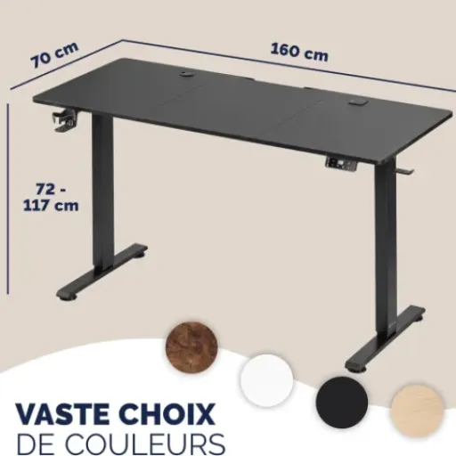 Test Casaria Bureau électrique 160x70 : un bureau assis-debout complet sans exploser le budget
