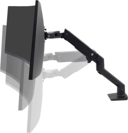 Bras HX HD : Support Mono-écran, pour moniteurs jusqu'à 49 Pouces, 9,1-19,1kg, VESA – Pivot Standard, Noir Mat - (45-475-224) Noir Mat HX Arm Unique