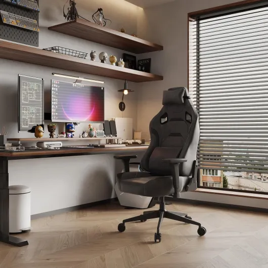 JUMMICO Chaises de Gaming en Cuir Velours, Chaise de Bureau Ergonomique avec accoudoirs 3D, Chaise de Bureau avec Dossier inclinable pour Le Gaming, Le Travail, Les études, 200 kg, Gris argenté Métallique Cuir velours