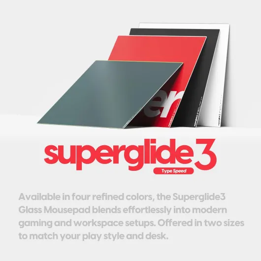 Superglide Pad v3 Type-S - Tapis de Souris de Jeu en Verre alumino-Silicate, Bord en R Doux, Base en Silicone antidérapante 420 mm x 330 mm (L, Noir) noir 420L x 330l mm