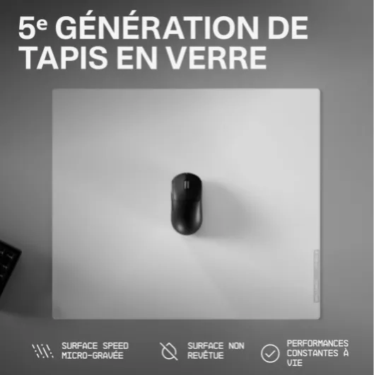 SP-005 Tapis de Souris Gaming en Verre – Speed Surface, Grand Format pour Esports, Glide Fluide à Faible Friction, Verre trempé, Profil Ergonomique Fin, Durable et Portable avec étui - Blanc SP-005 - 5th Gen Blanc