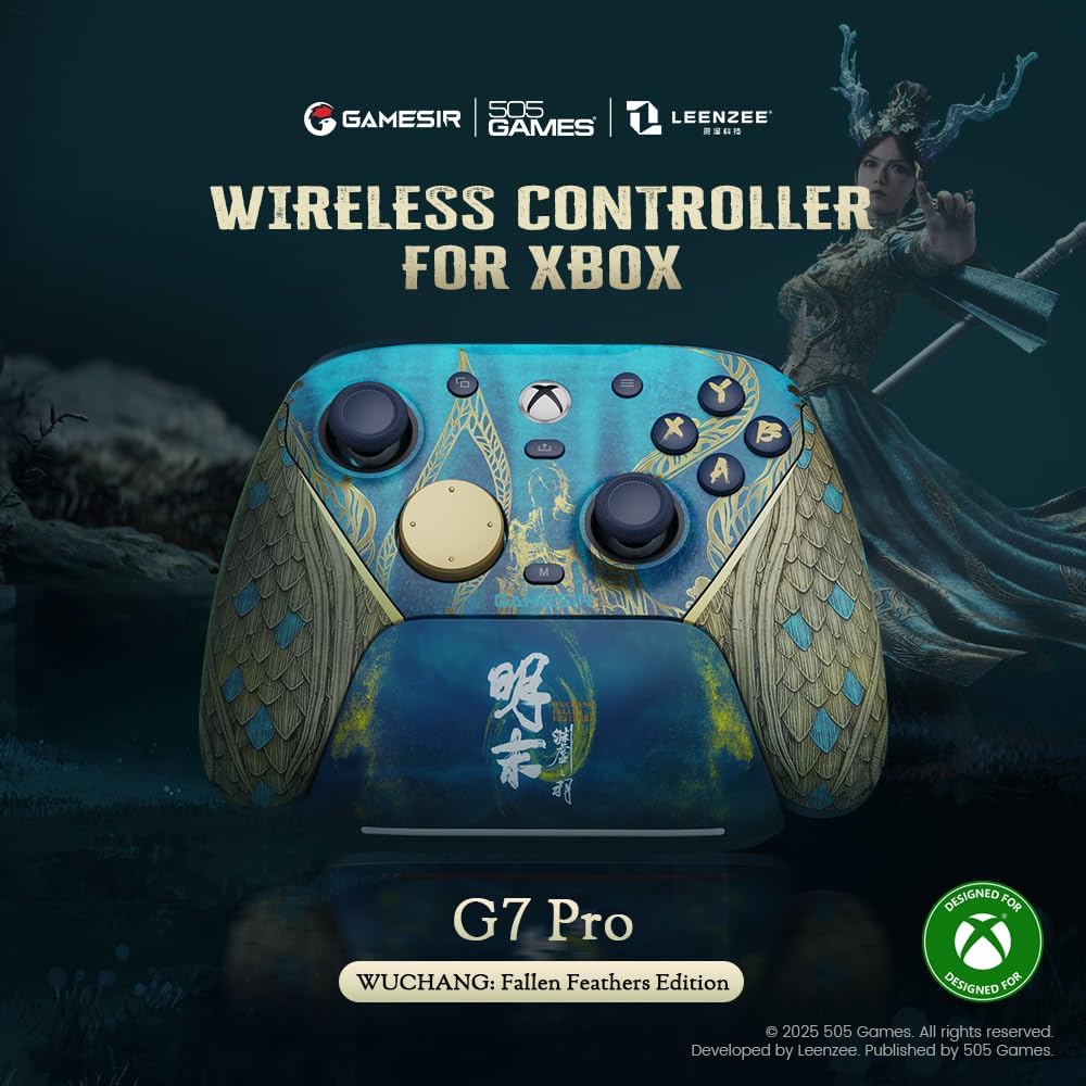 Manette de Jeu Sans Fil G7 Pro pour Xbox Series X-S, Xbox One, PC, Android, Manette avec Jack Audio 3,5 mm, Gâchettes Analogiques à Effet Hall, Joysticks TMR【Édition Wuchang: Fallen Feathers】