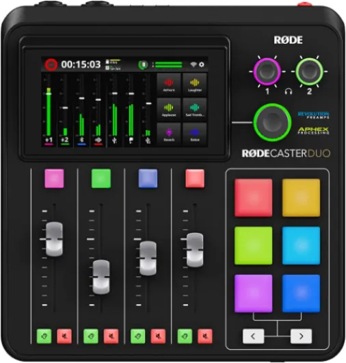 RØDE RØDECaster Duo Console Production Audio Tout-en-Un, Bluetooth et USB-C, pour podcast, streaming, production musicale et création de contenu (Noir) RCP Duo RØDECaster Duo Noir