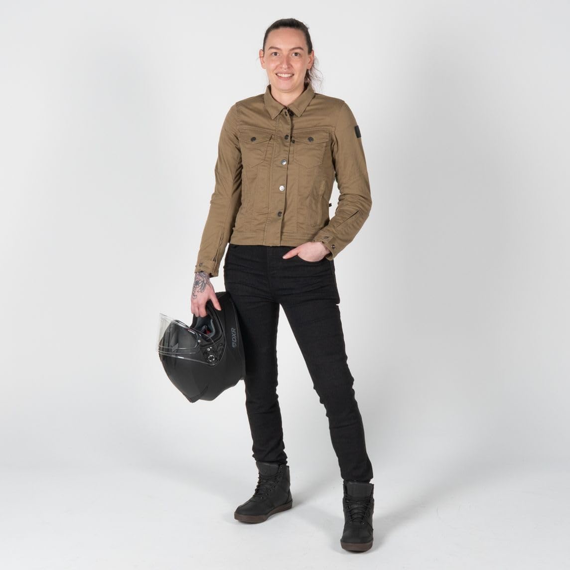 NAZAIRE LADY Veste Moto 4 saison Blouson Moto Équipement de Protection avec 4 Protections CE Vêtements Femme Beige 40