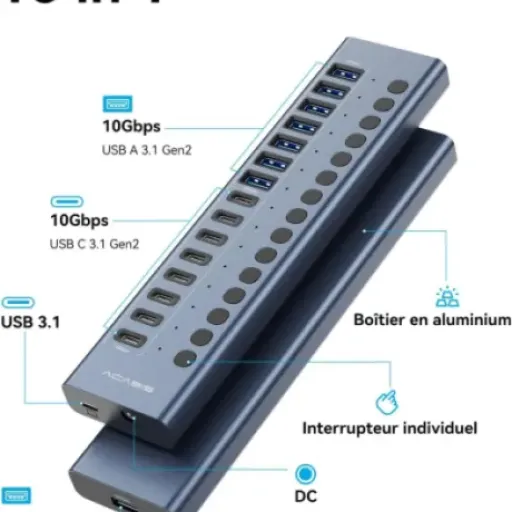 Test ACASIS Hub USB 3.2 16 ports : le multiprise USB qui met (presque) fin au bazar sur le bureau