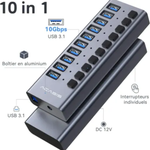 Test ACASIS Hub USB 3.2 10 ports HS710 : le multiprise USB qui calme enfin le bazar de câbles