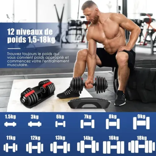 Test DH FitLife Haltère réglable 18 kg : le dumbbell compact qui remplace (presque) tout un rack