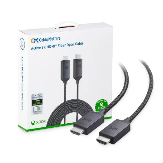 [Certifié Ultra High Speed HDMI] Cable Matters Câble HDMI Actif (câble HDMI Actif 8K en Fibre Optique Active) - 10 m - 8K à 60 Hz / 4K à 120 Hz HDR - Conçu pour Xbox, Compatible PS5 et Apple TV
